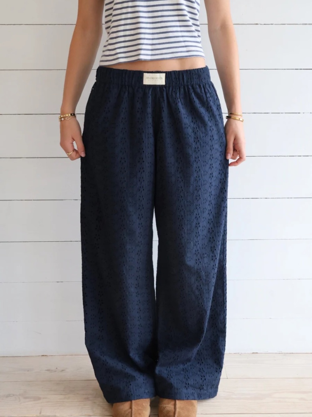 New Studio Seven Navy Lazy Daisy Pants